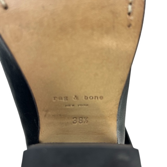 Rag & Bone Harrow Black Leather Western Stacked Block Heel Ankle Boot EU38.5 US8 - Picture 10 of 11